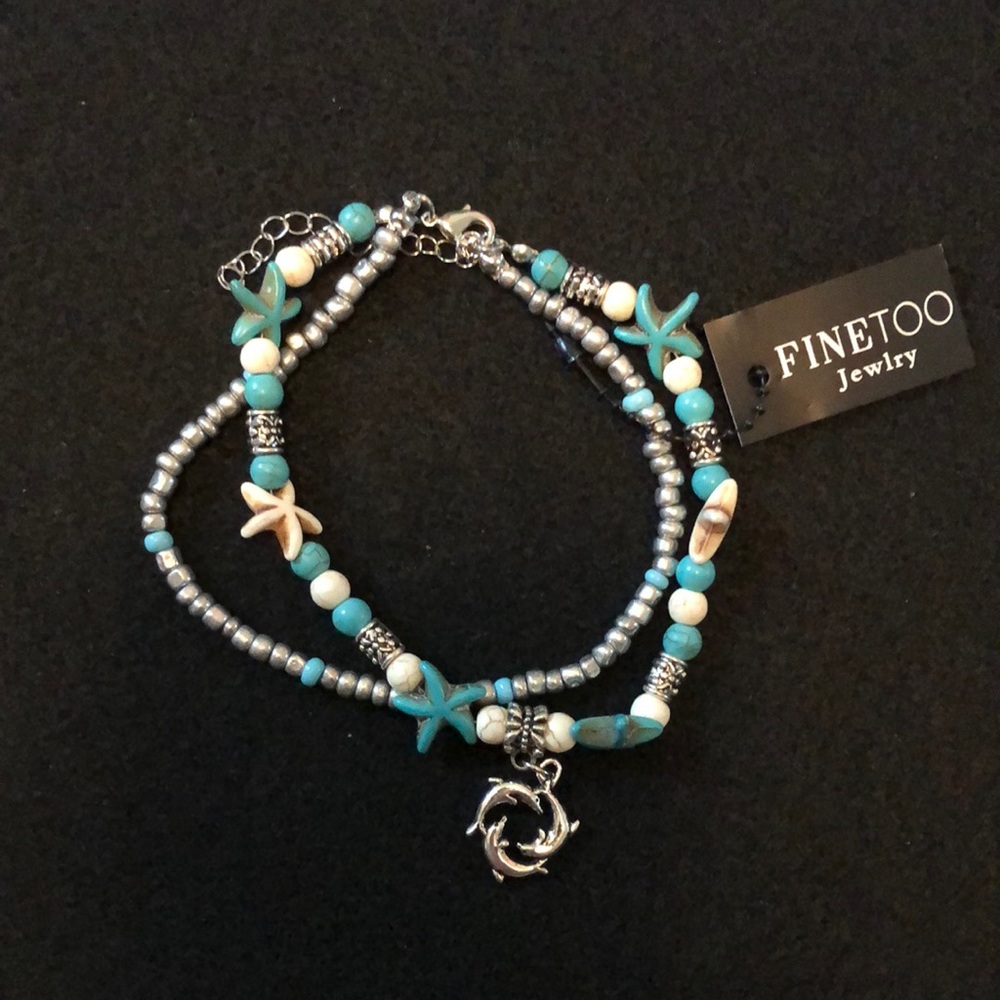 Starfish and dolphin beaded anklet
